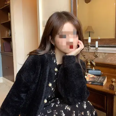 Women Knit Mink Cardigan Red Turtleneck Winter Wear