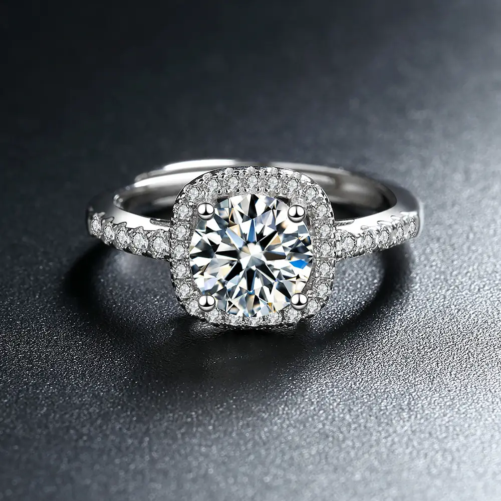 Diamond Ring Women Korean Style Square Zircon Open Index
