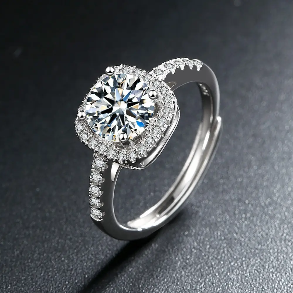 Diamond Ring Women Korean Style Square Zircon Open Index — feature 3