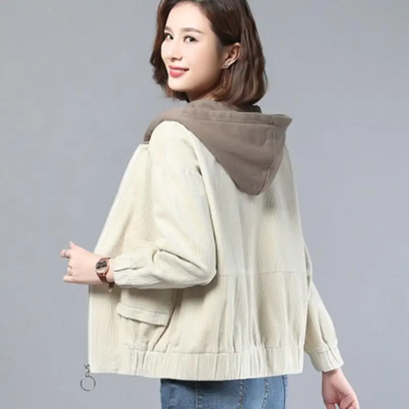 Women Korean Style Loose Fit Brown Hoodie Jacket - Image 2