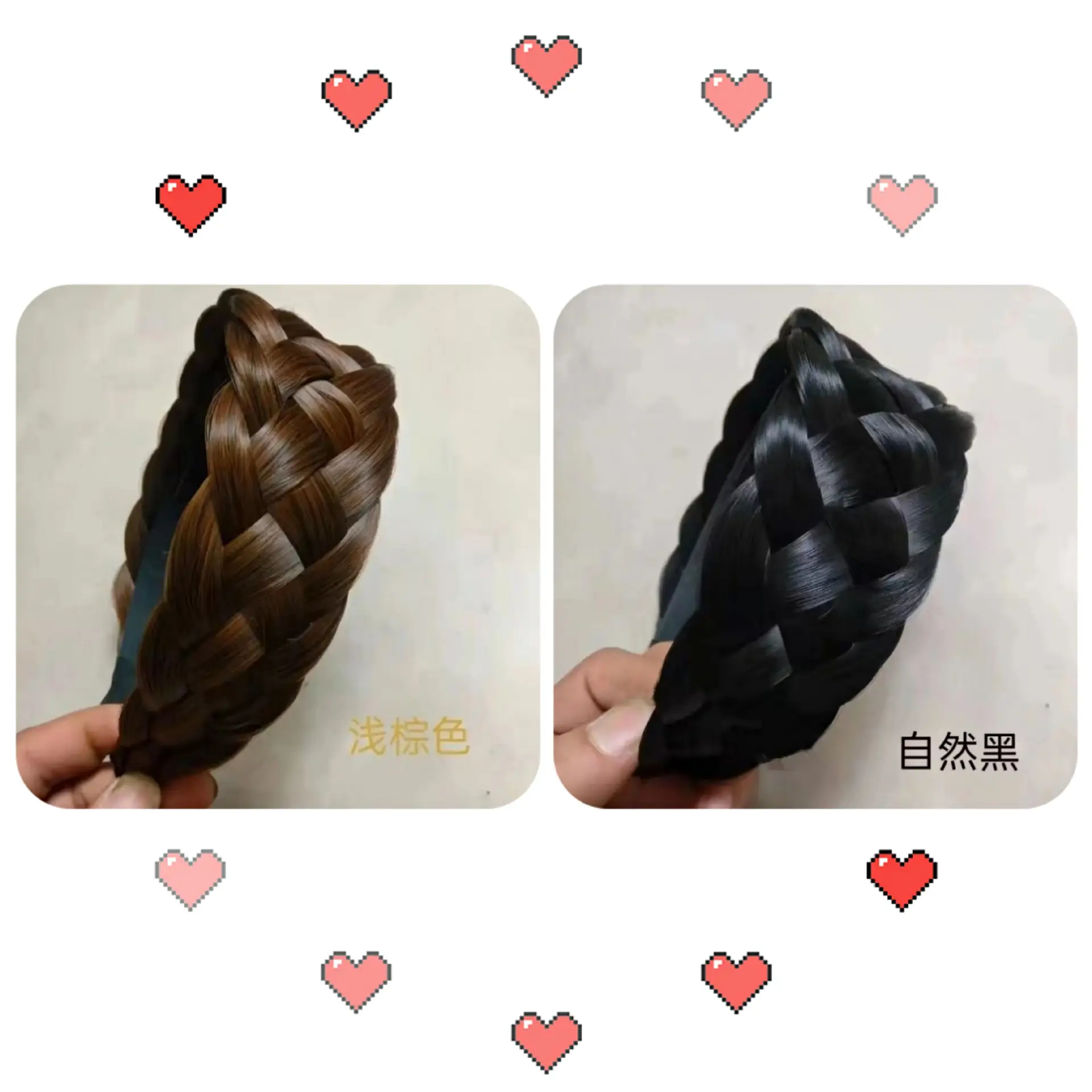 Women's Thickened Fishbone Braided Hairband Deep Brown - Image 10