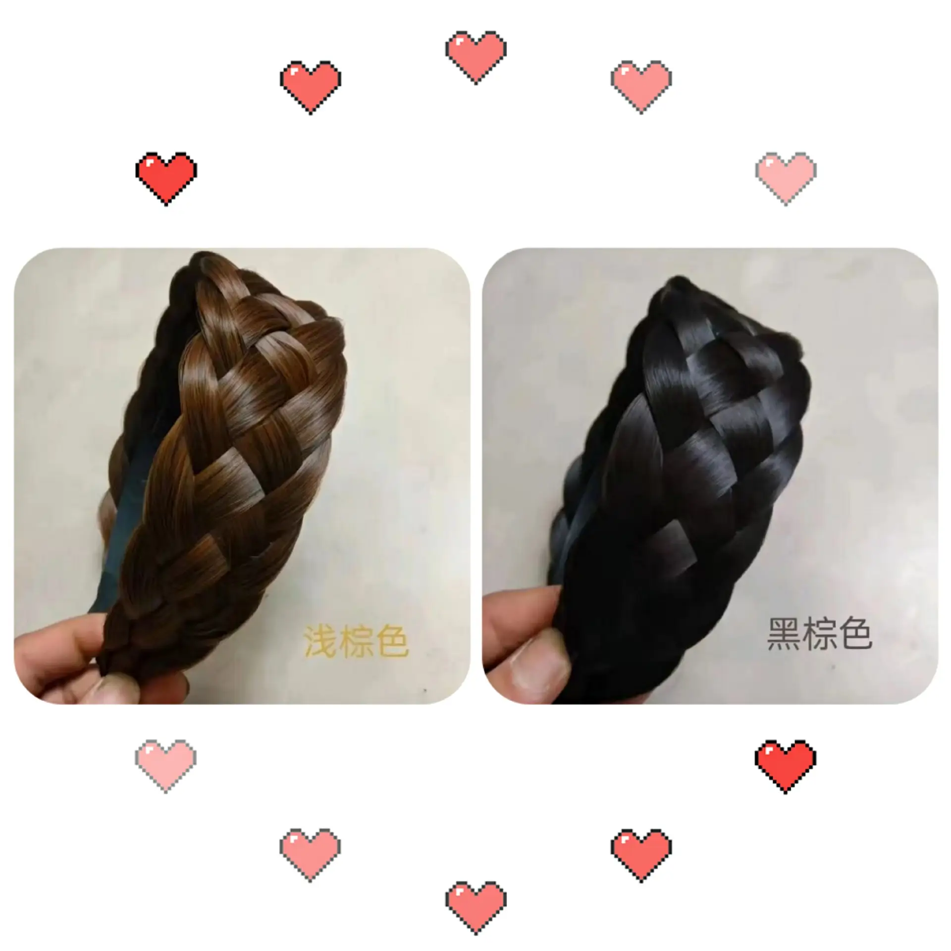 Women's Thickened Fishbone Braided Hairband Deep Brown - Image 6