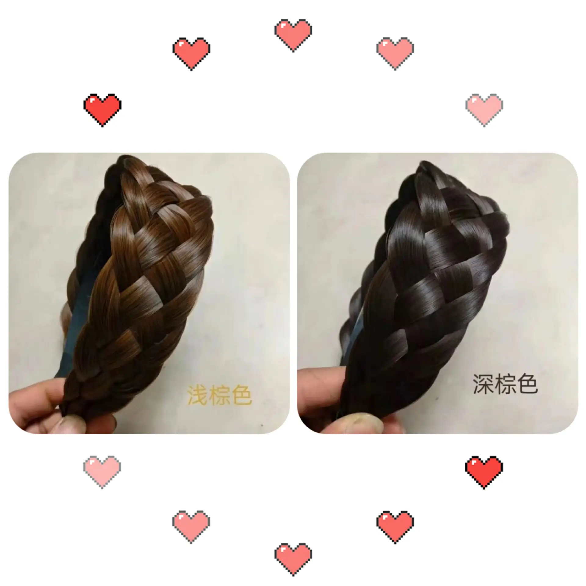 Women's Thickened Fishbone Braided Hairband Deep Brown - Image 7