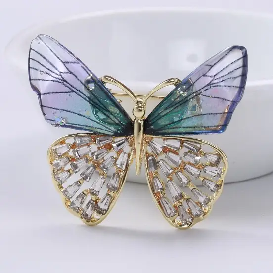 Butterfly Brooch for Women Men Wholesale Gold Crystal - Image 3