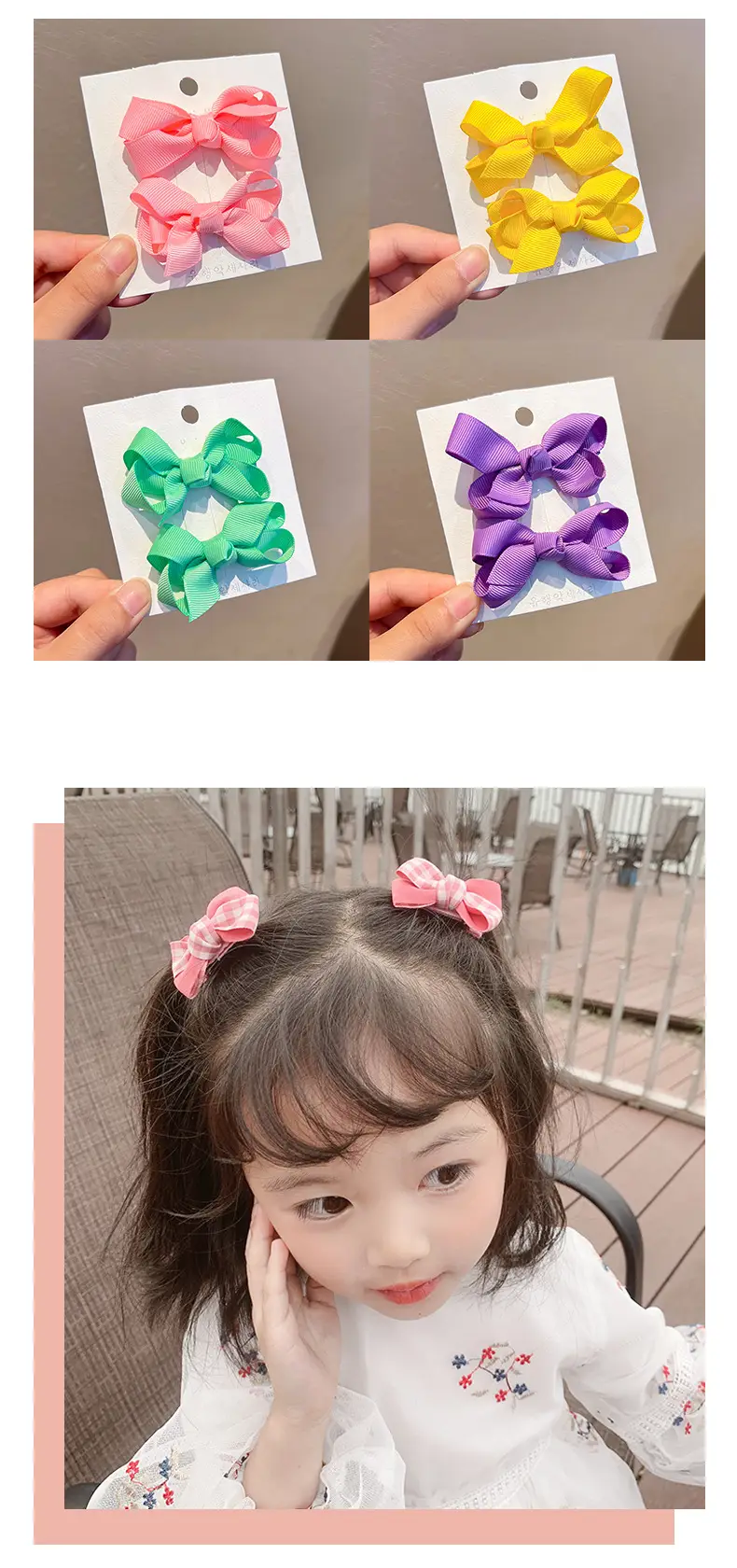 Pink Polka Dot Bow Hairpin for Girls — feature 23