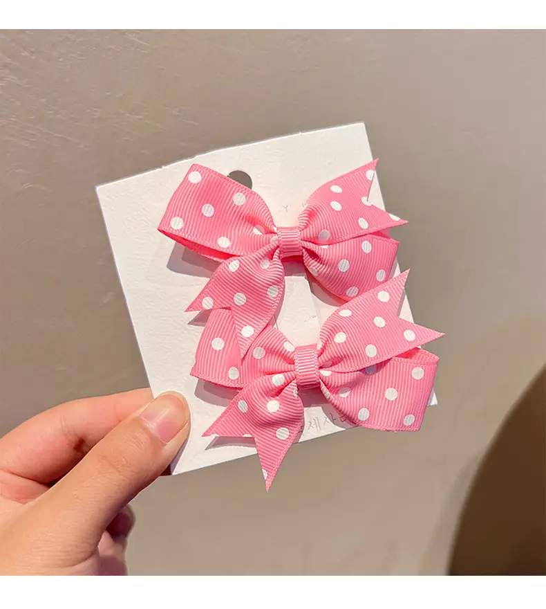 Pink Polka Dot Bow Hairpin for Girls — feature 25