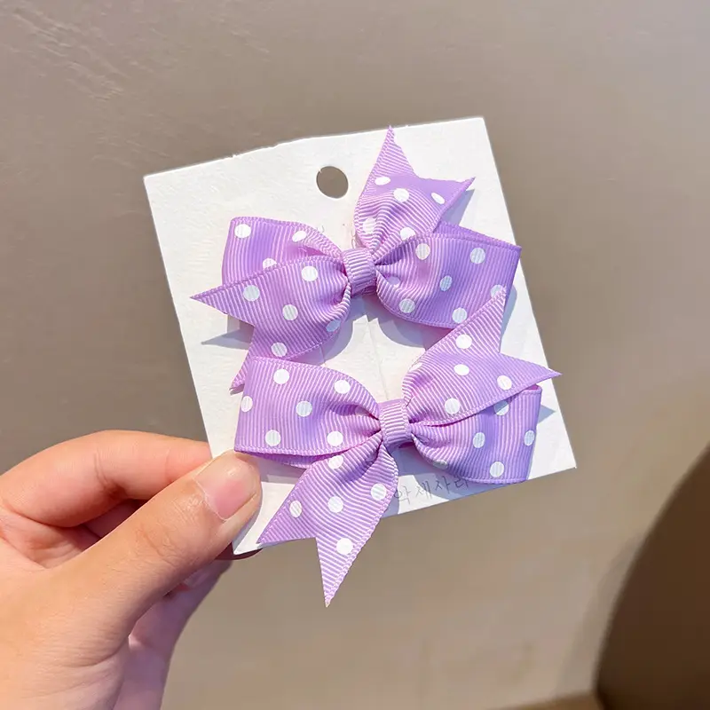Pink Polka Dot Bow Hairpin for Girls - Image 6