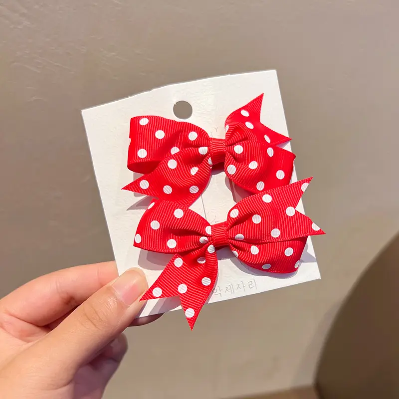 Pink Polka Dot Bow Hairpin for Girls - Image 4