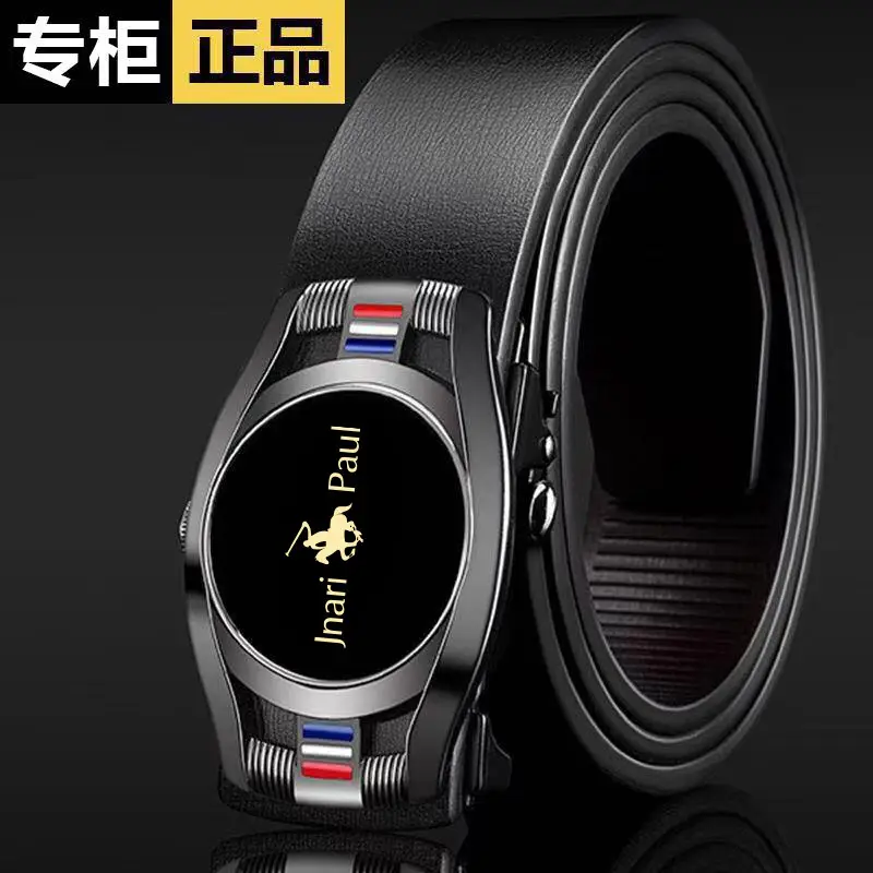 Men's Genuine Leather Belt with Gold Buckle & Toothless Hole - Image 26