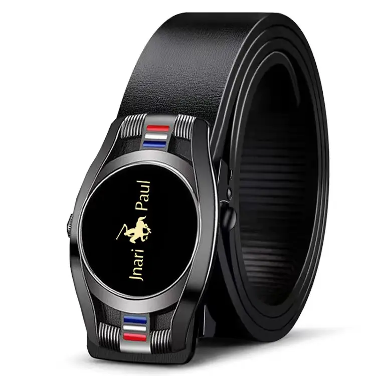 Men's Genuine Leather Belt with Gold Buckle & Toothless Hole - Image 27