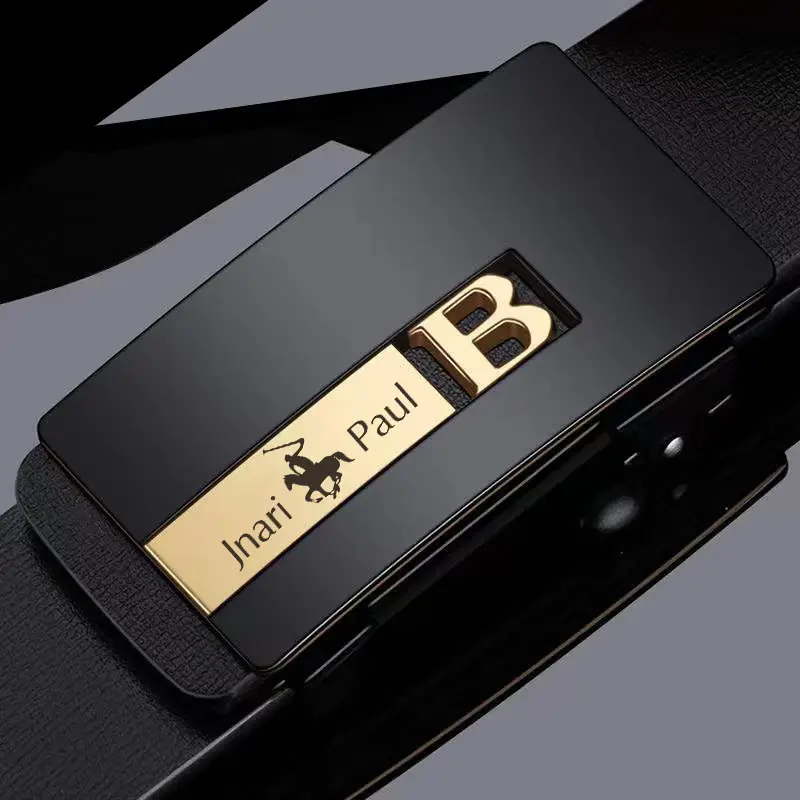 Men's Genuine Leather Belt with Gold Buckle & Toothless Hole - Image 15