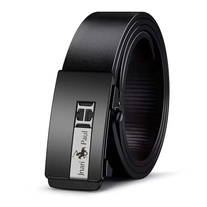 Men's Genuine Leather Belt with Gold Buckle & Toothless Hole - Image 18
