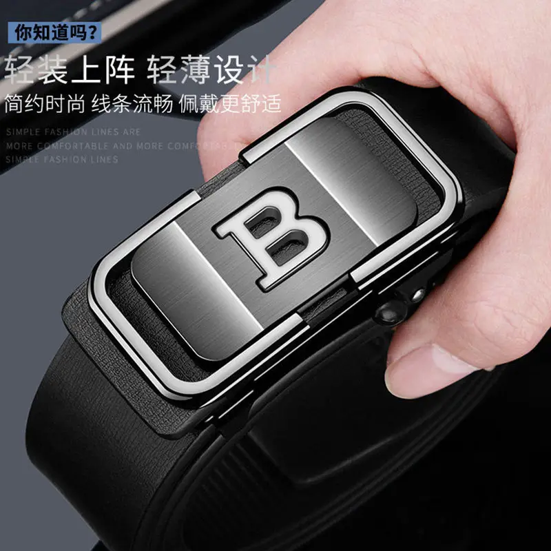 Men's Genuine Leather Belt with Gold Buckle & Toothless Hole - Image 22
