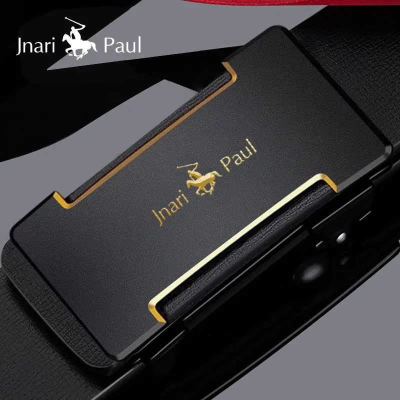 Men's Genuine Leather Belt with Gold Buckle & Toothless Hole - Image 23
