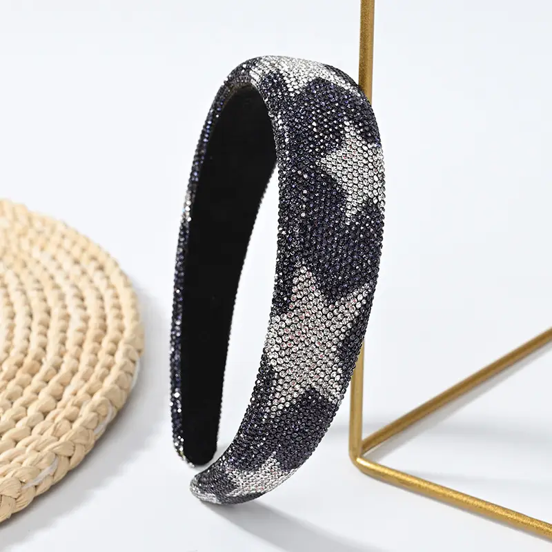 Black Super Heavy Diamond Catwalk Hairband with "emis" Print - Image 7
