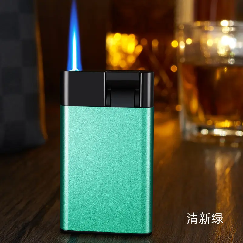 Blue Flame Lever Lighter with Windproof Design - Image 2
