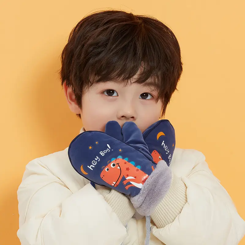 Winter Velvet Gloves for Boys Girls Warm Windproof