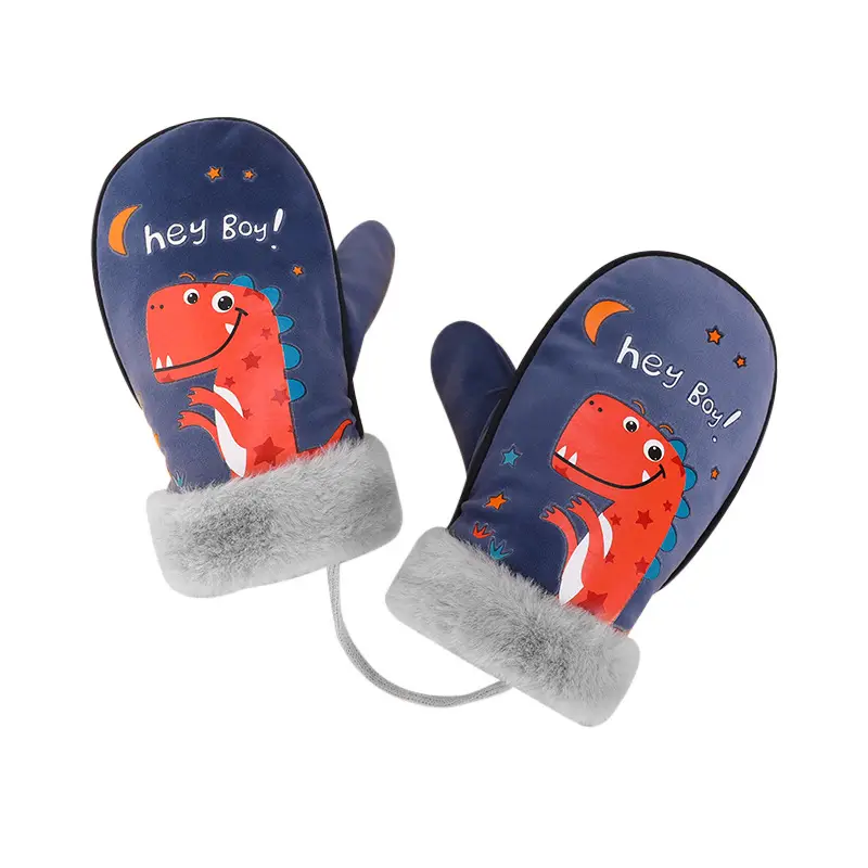 Winter Velvet Gloves for Boys Girls Warm Windproof