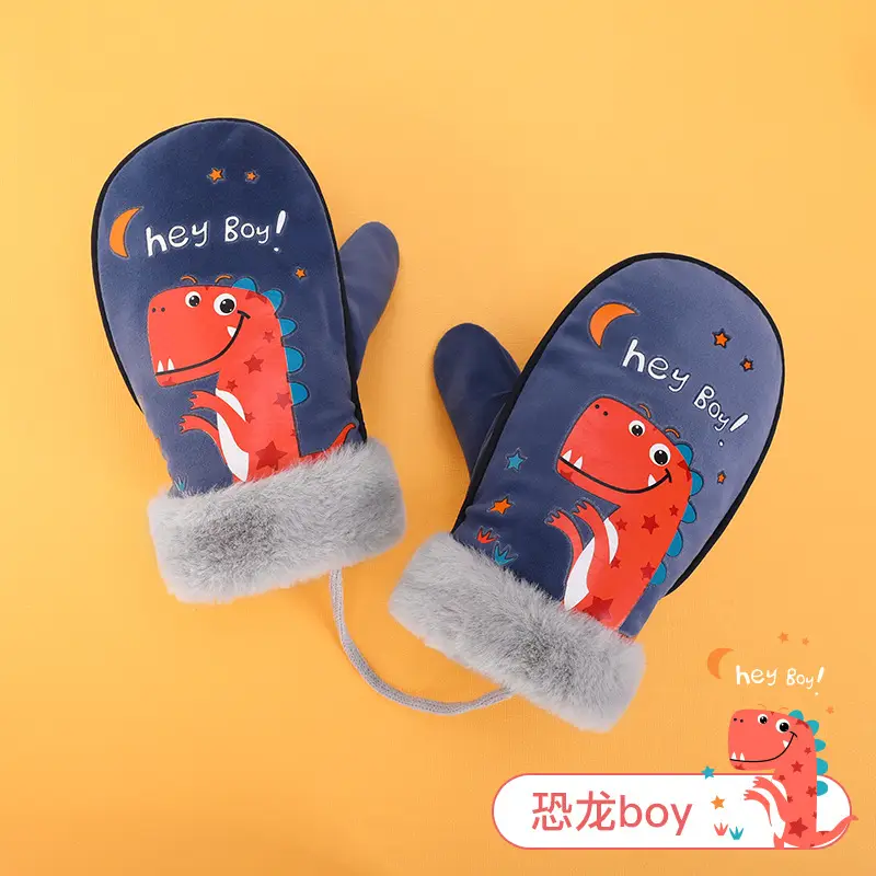 Winter Velvet Gloves for Boys Girls Warm Windproof