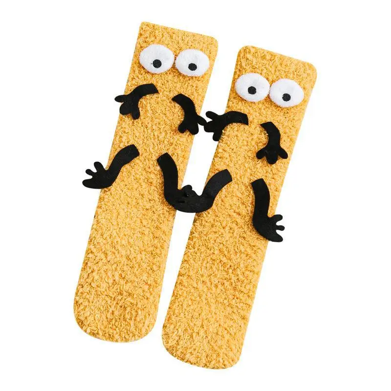 Coral Fleece Cartoon Baby Socks Yellow Mid-Calf - Image 10
