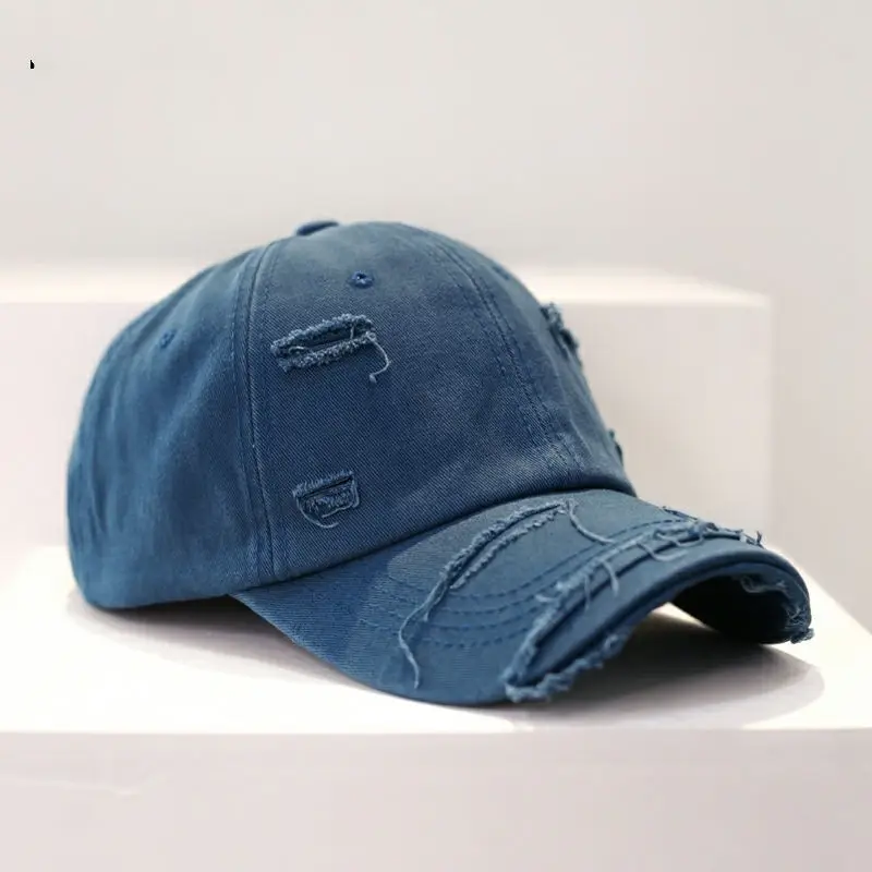Men's Old Ripped Beige Baseball Cap Casual Sun Hat