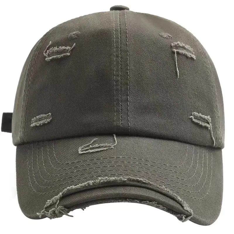 Men's Old Ripped Beige Baseball Cap Casual Sun Hat