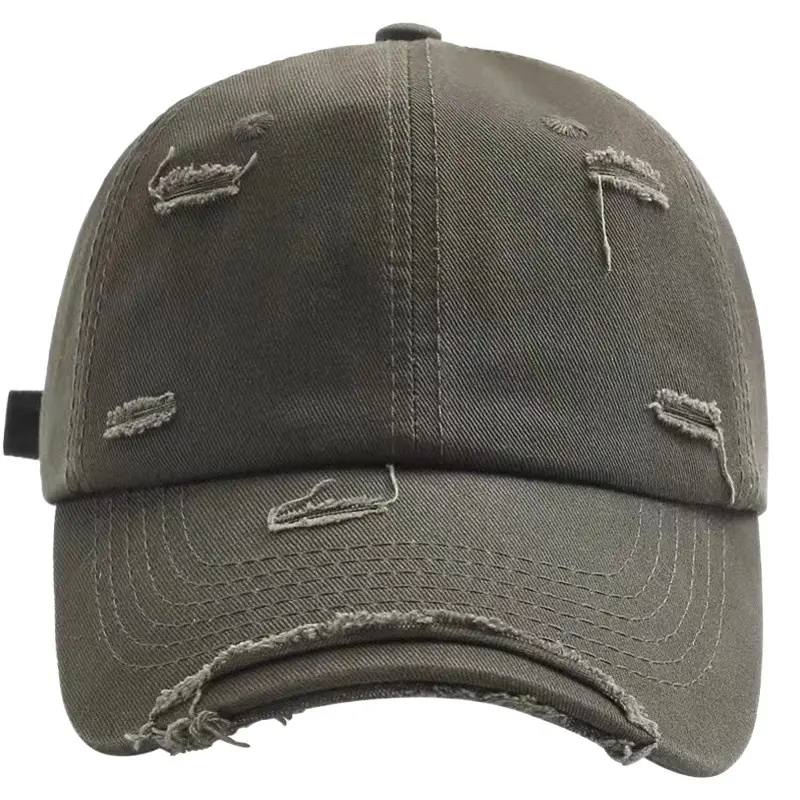 Men's Old Ripped Beige Baseball Cap Casual Sun Hat