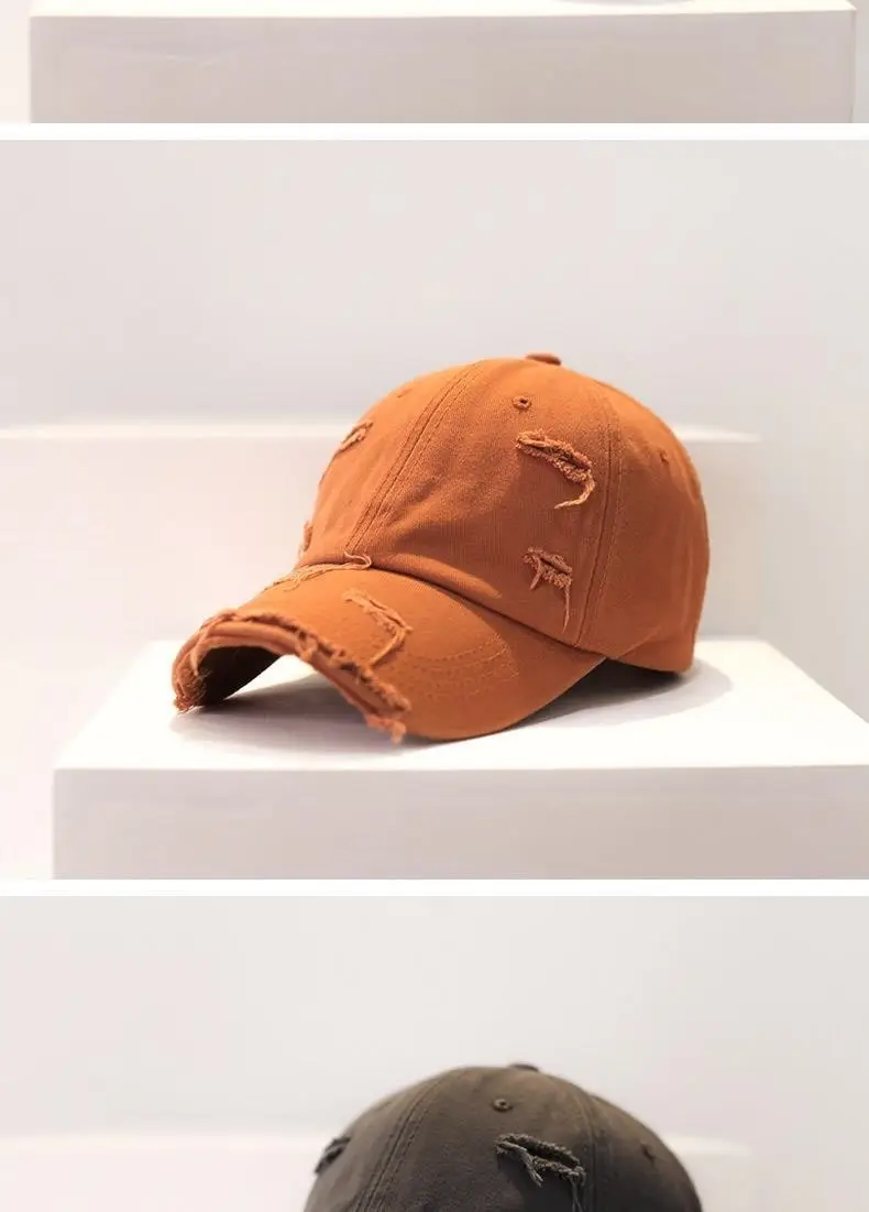 Men's Old Ripped Beige Baseball Cap Casual Sun Hat — feature 12