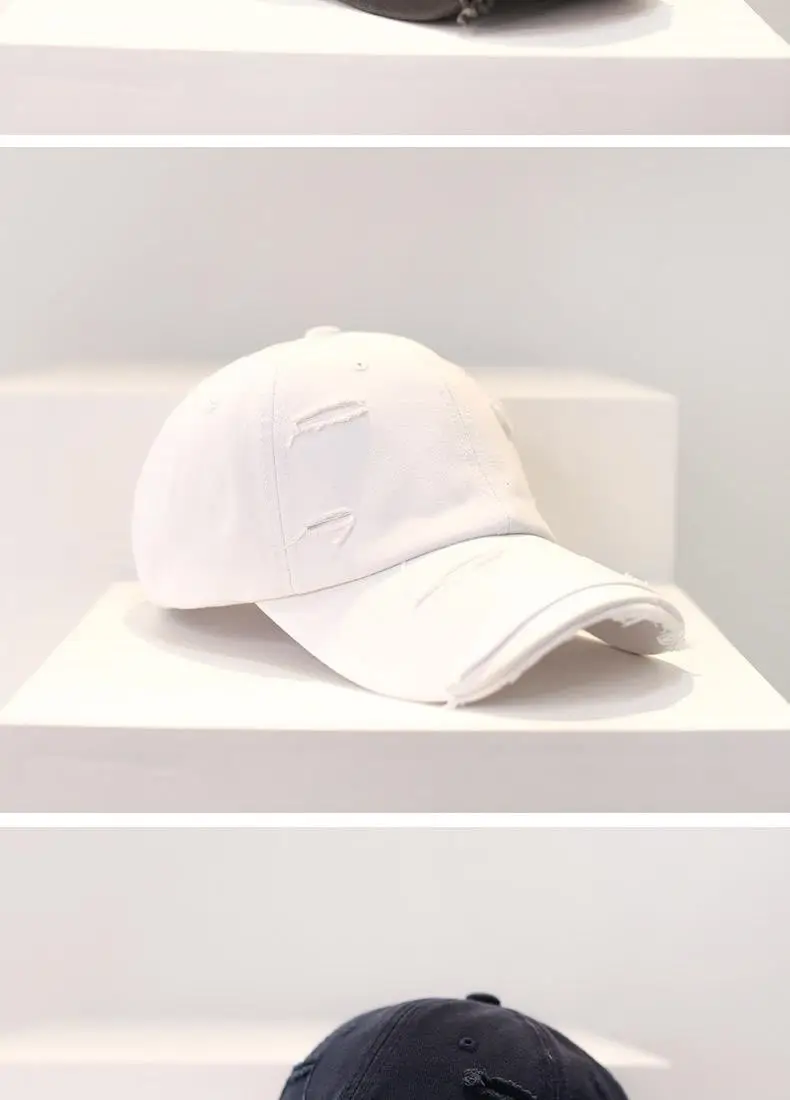 Men's Old Ripped Beige Baseball Cap Casual Sun Hat — feature 14