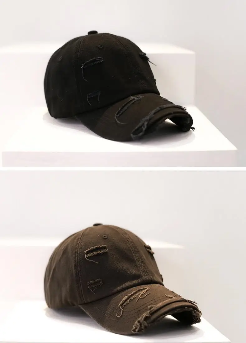 Men's Old Ripped Beige Baseball Cap Casual Sun Hat — feature 16