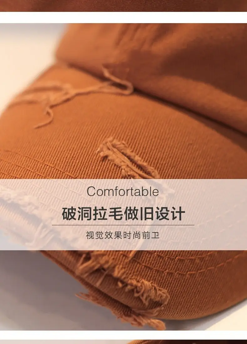 Men's Old Ripped Beige Baseball Cap Casual Sun Hat — feature 9