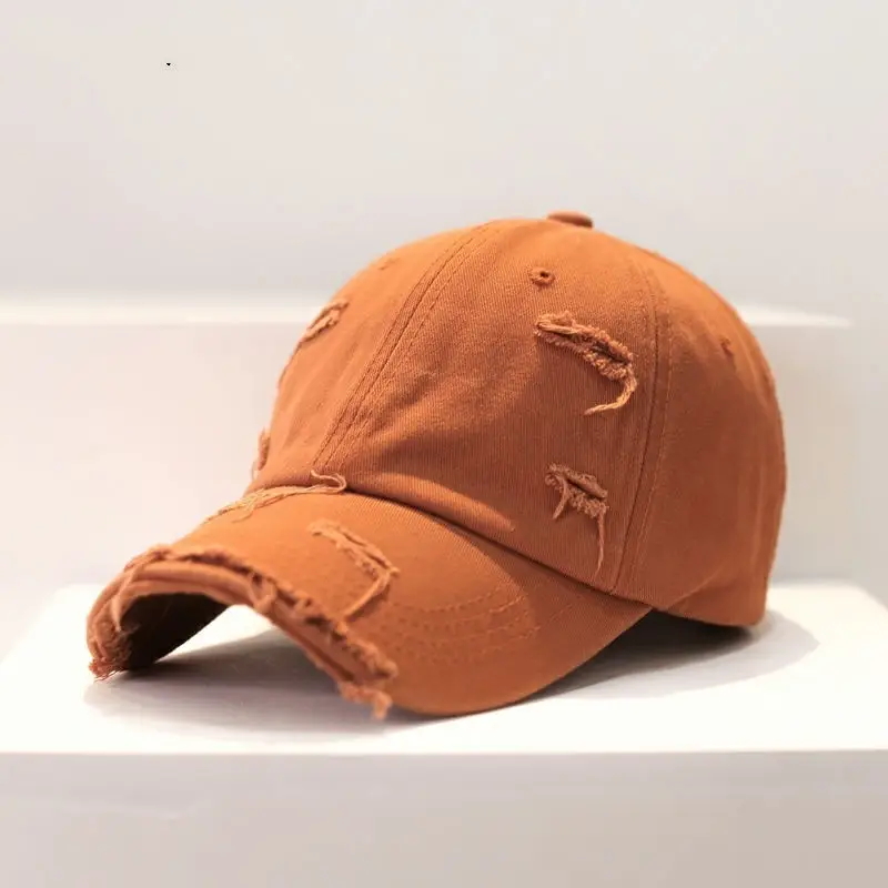 Men's Old Ripped Beige Baseball Cap Casual Sun Hat