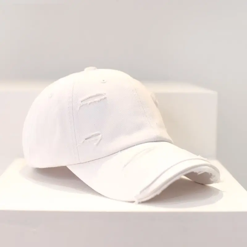 Men's Old Ripped Beige Baseball Cap Casual Sun Hat