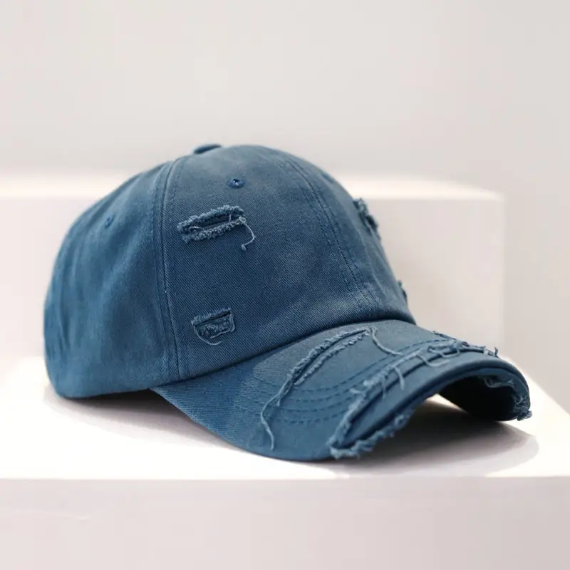 Men's Old Ripped Beige Baseball Cap Casual Sun Hat