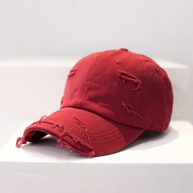 Men's Old Ripped Beige Baseball Cap Casual Sun Hat