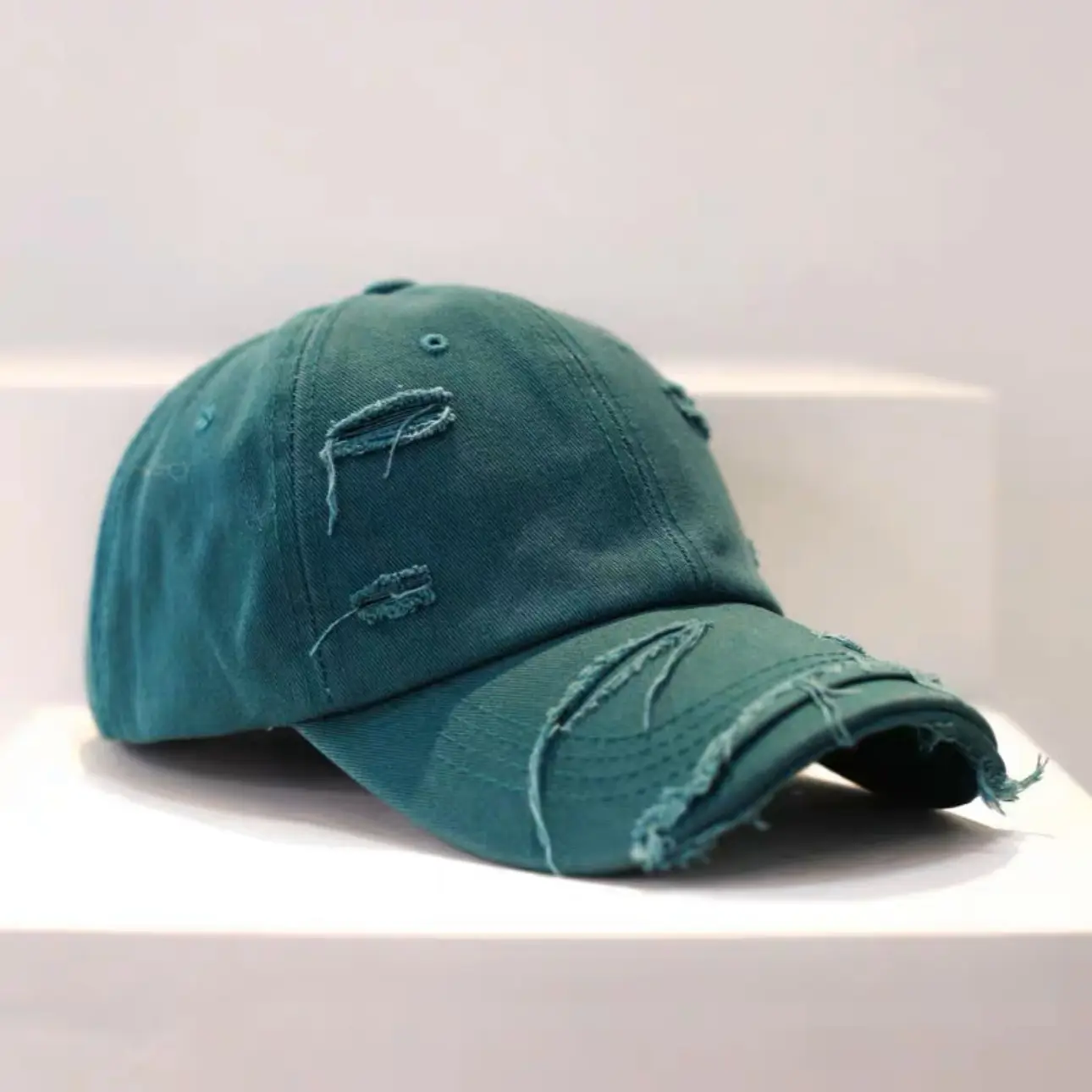 Men's Old Ripped Beige Baseball Cap Casual Sun Hat