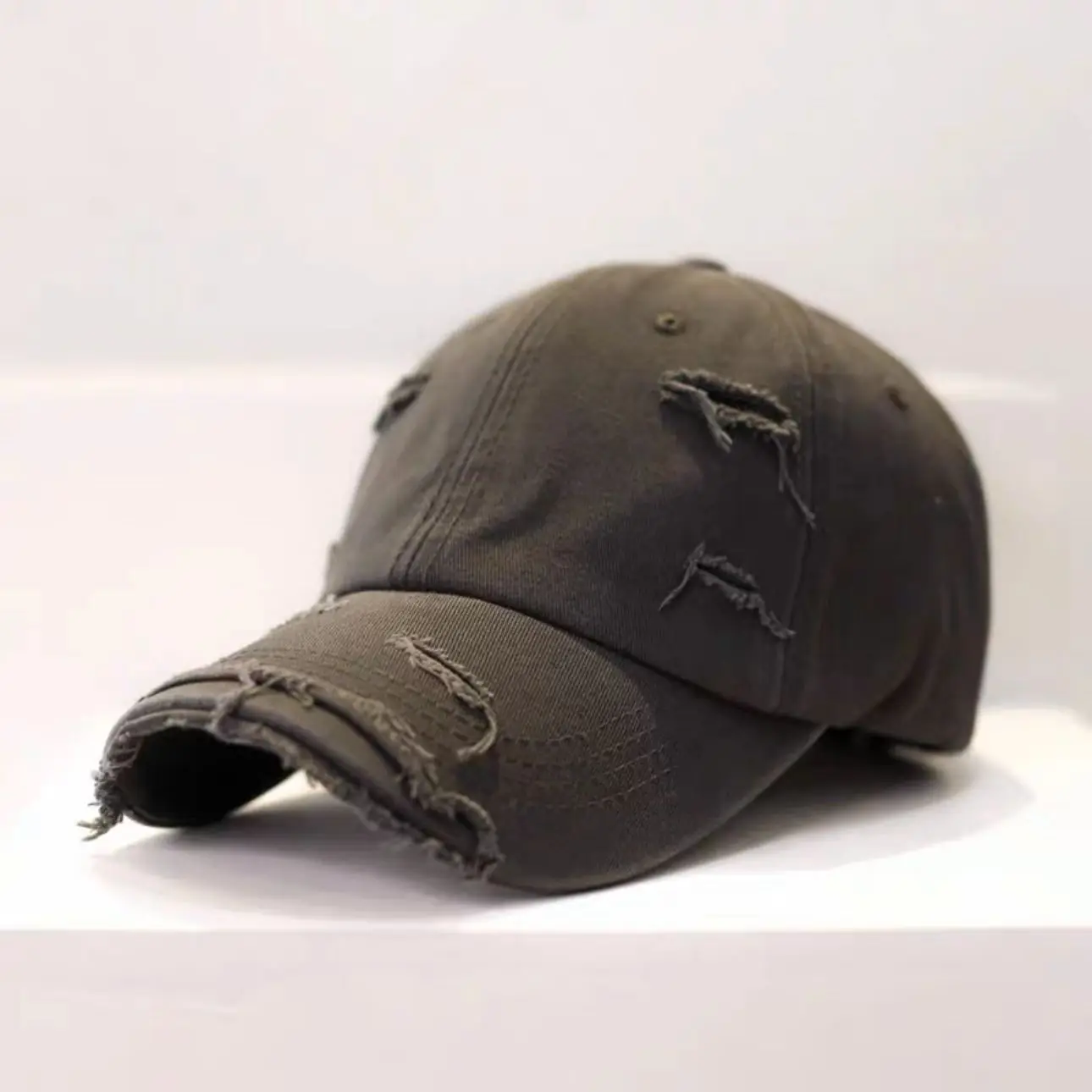 Men's Old Ripped Beige Baseball Cap Casual Sun Hat