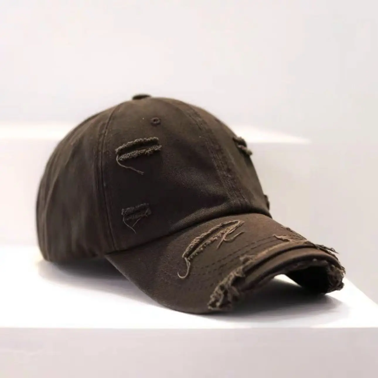 Men's Old Ripped Beige Baseball Cap Casual Sun Hat