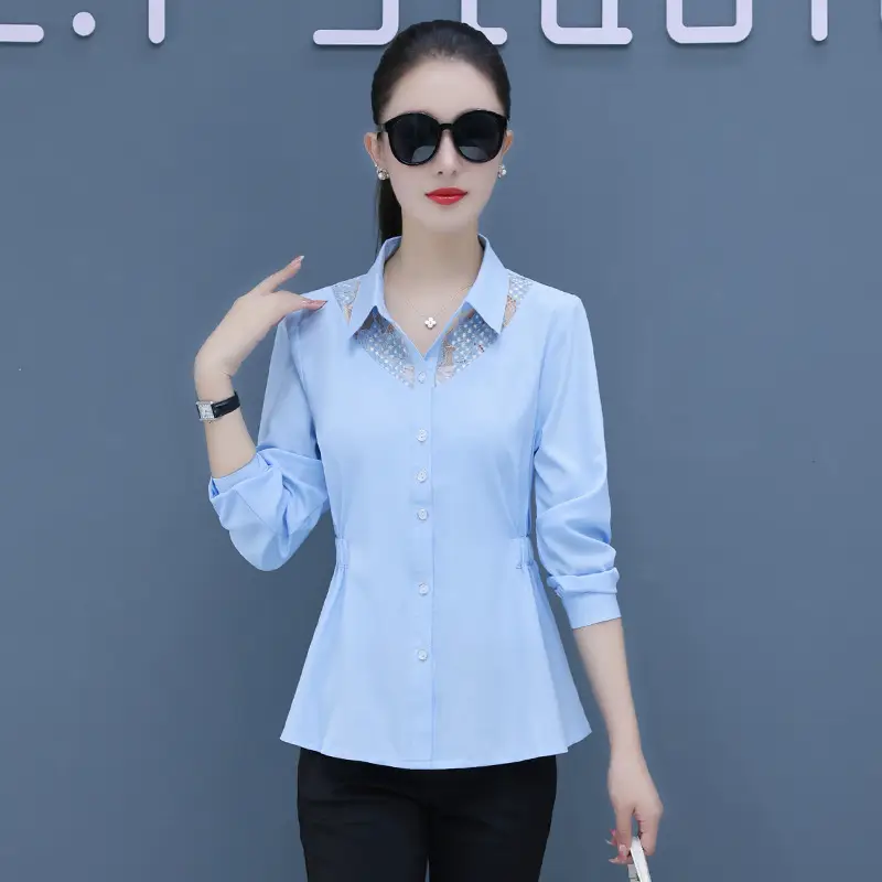 Women's Pink Long Sleeve Chiffon Shirt with Slim Fit Bottom - Image 3