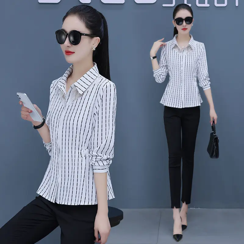 Women's Pink Long Sleeve Chiffon Shirt with Slim Fit Bottom - Image 5