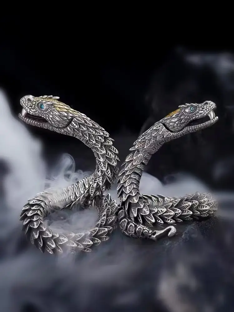 Male Snake Branded Aggressive Rattlesnake Bracelet - Image 4