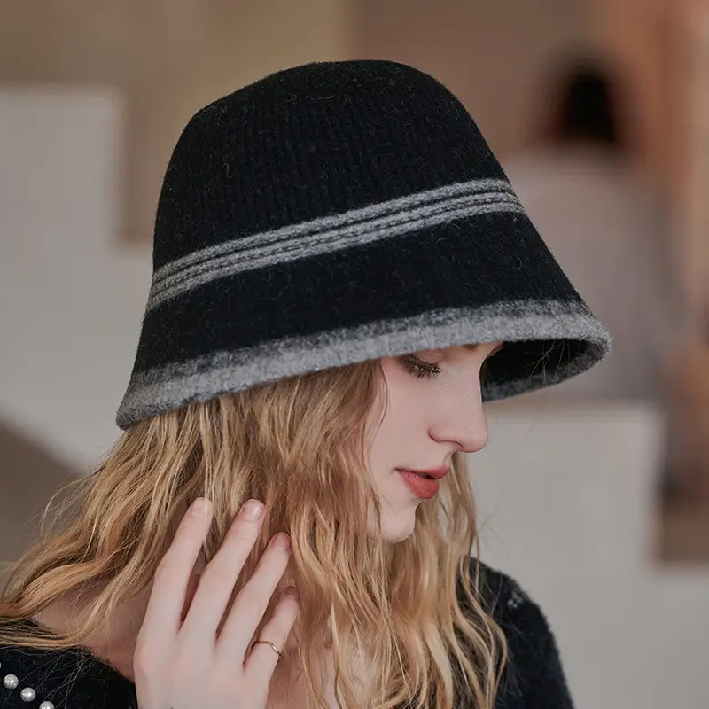 Women Wool Bucket Hat Winter Elegant Japanese Style - Image 8