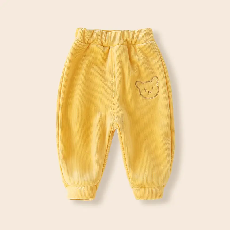 Baby Fleece Pants Yellow Korean Style Warm Winter Boys
