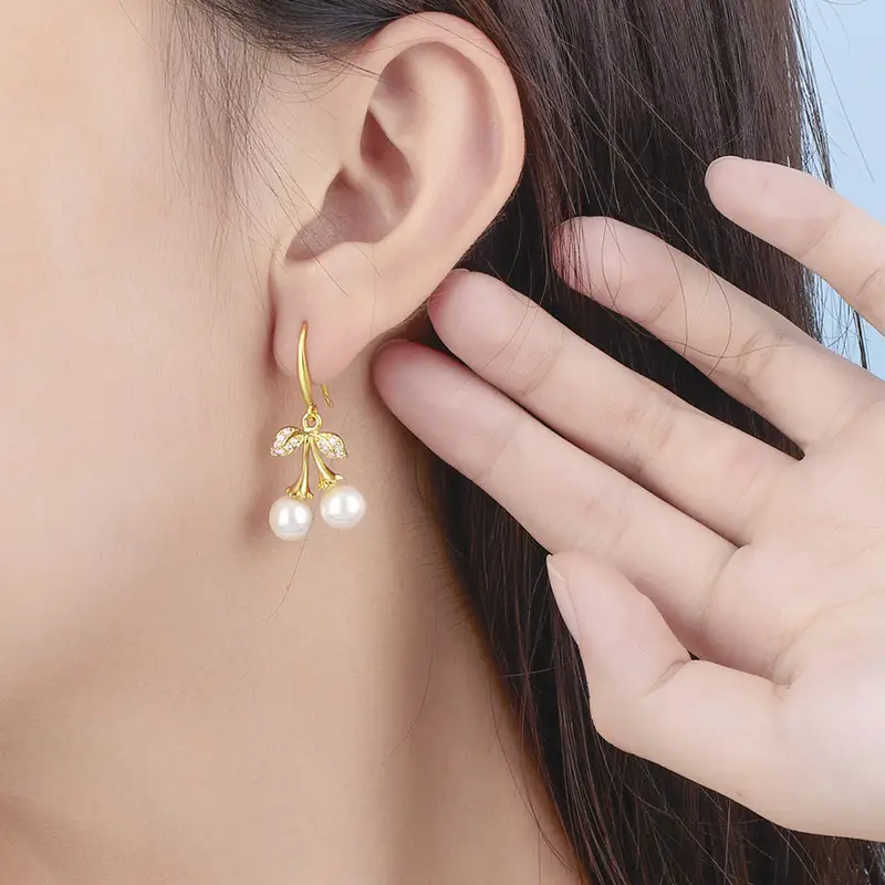 2022 Cherry Blossom Pearl Earrings for Women - Image 2