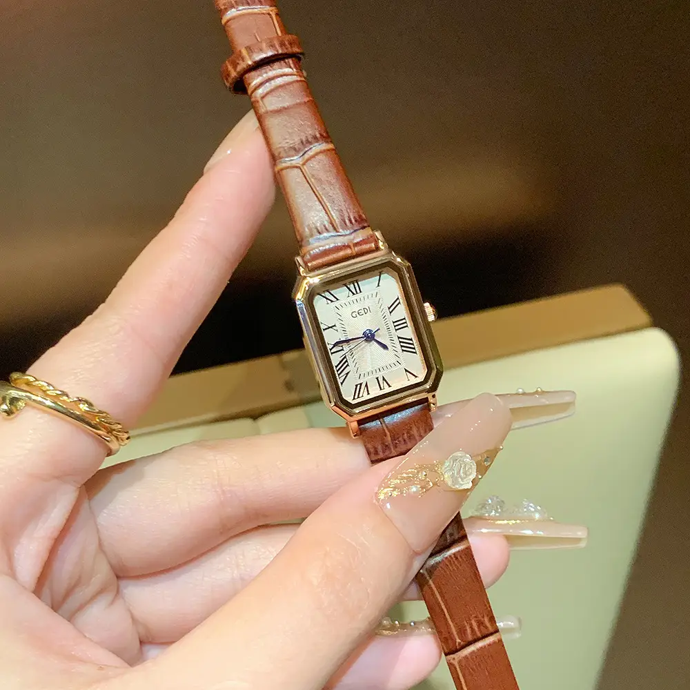 Korean Style Women's Quartz Watch Brown Leather Band - Image 9