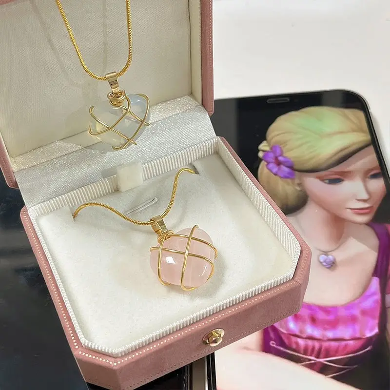 Love Heart Pendant Necklace with Diamond Castle Design - Image 5