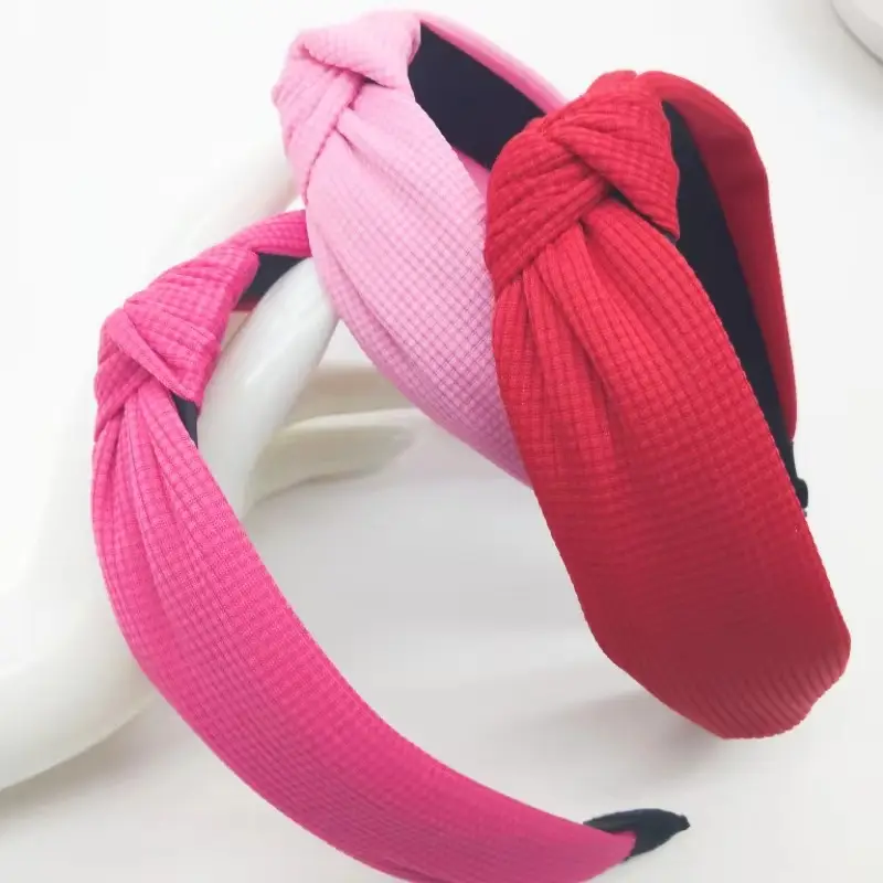 Pink Waffle Headband with Black Striped Back - Image 18