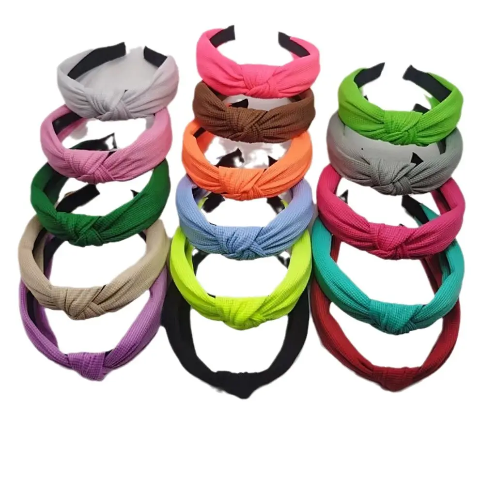 Pink Waffle Headband with Black Striped Back - Image 21