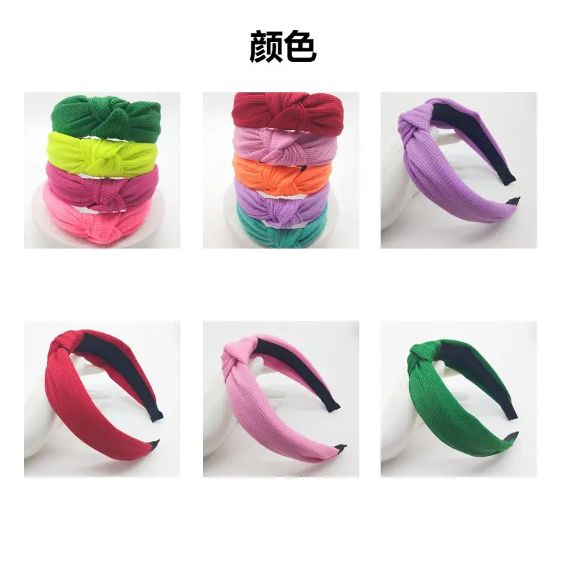 Pink Waffle Headband with Black Striped Back — feature 6