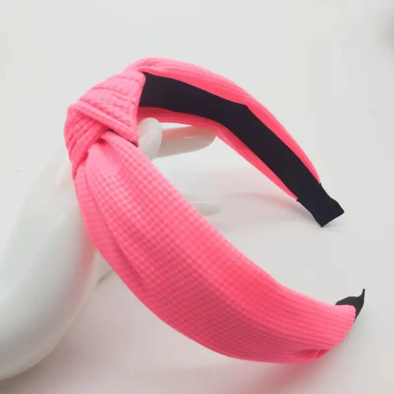 Pink Waffle Headband with Black Striped Back - Image 11